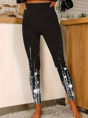 Polka Dot Print Skinny Leggings High Waist Stretchy Leggings