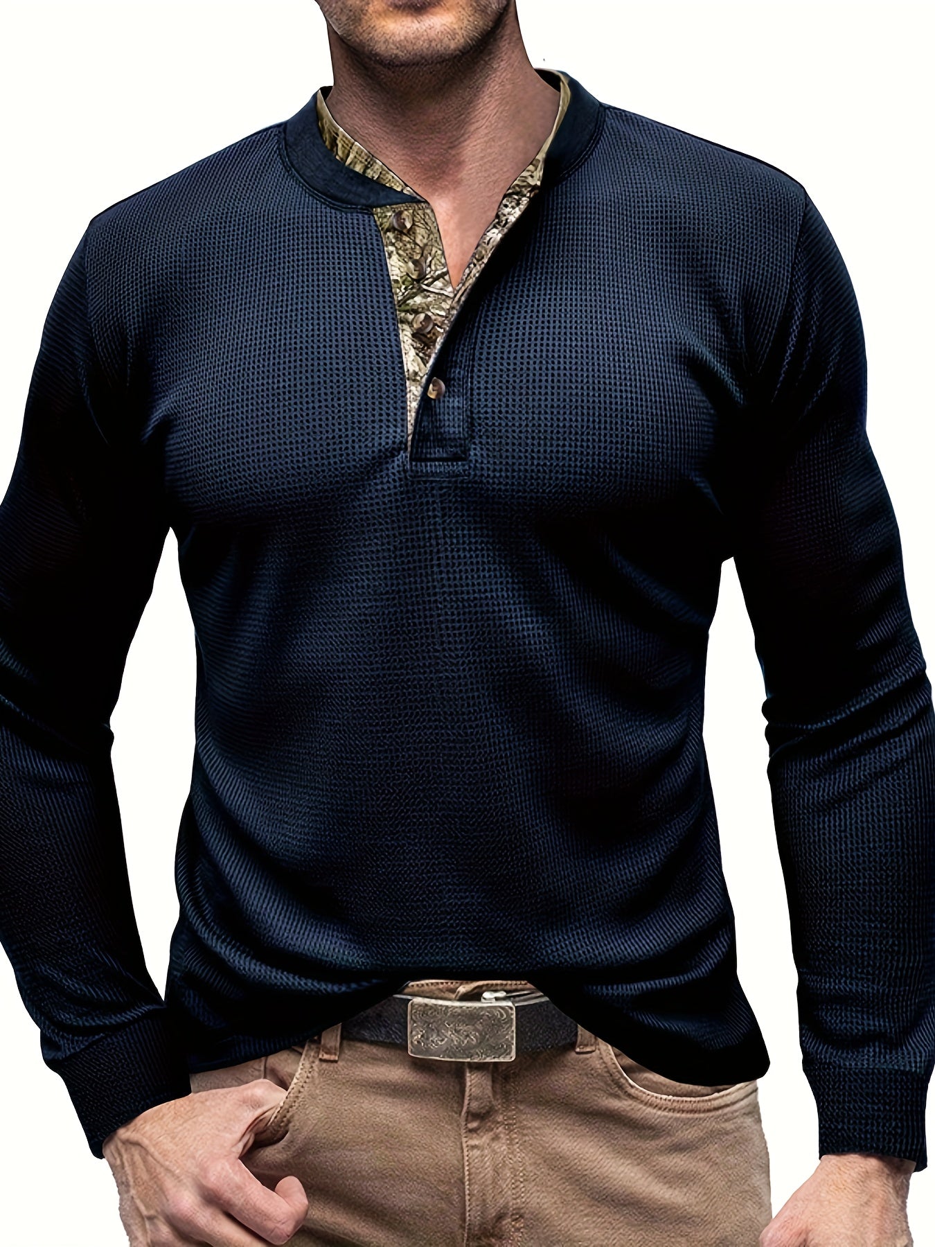 Men's Stretch Knit Long Sleeve Top for Fall Winter