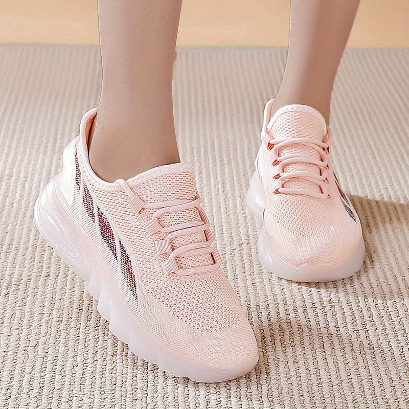 Women's Knitted Sports Shoes Lace Up Running Tennis Sneakers