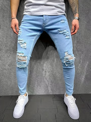 Slim Fit Ripped Jeans Mens Casual Street Style Denim Pants