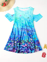 Girls Magic Forest Cold Shoulder Dress