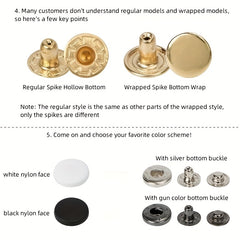 120pcs Leather Snaps Kit 15mm Metal Buttons w/ Tools Colorful