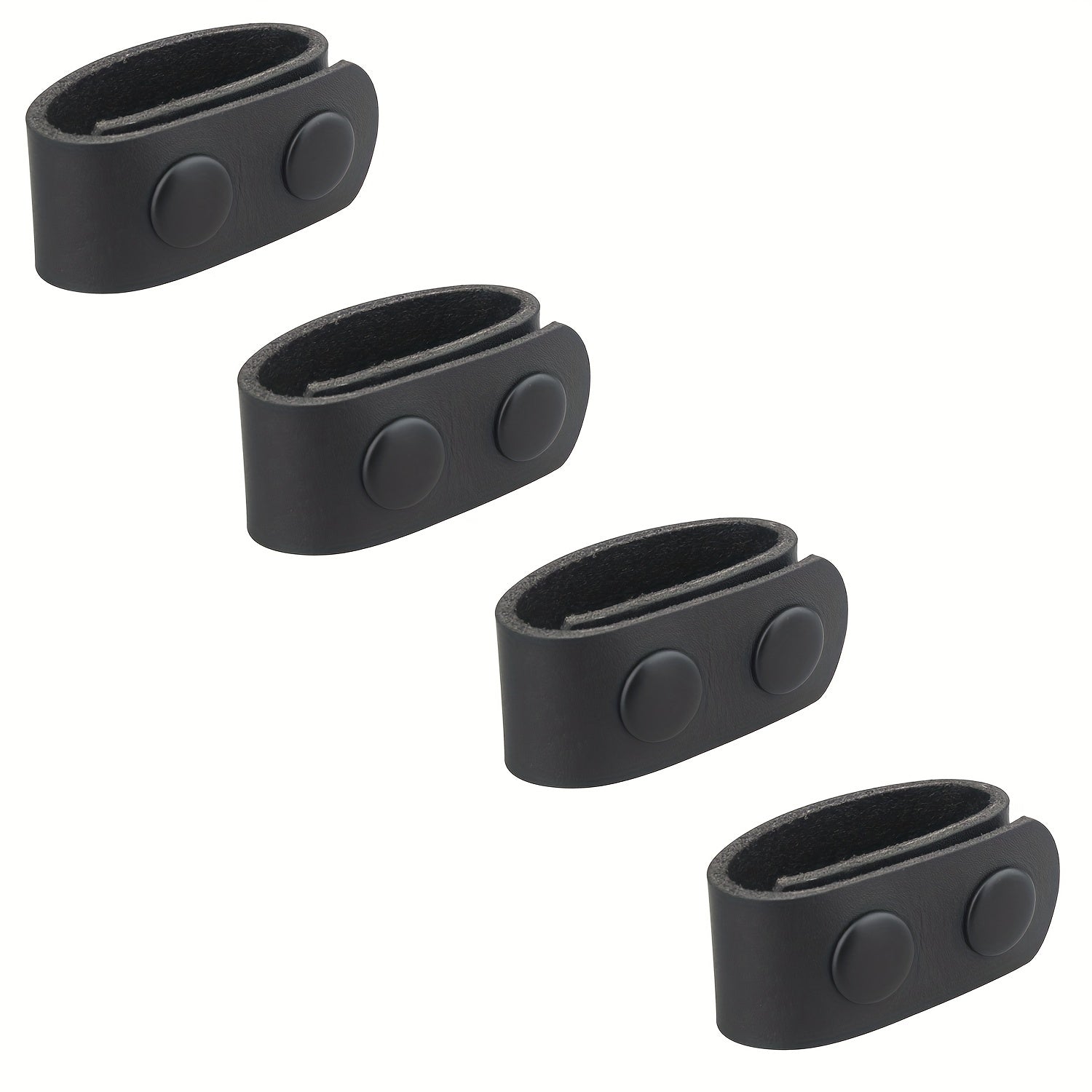 4pcs Tactical Fixed Buckles PU Leather Belt Keepers for Outdoor Mountaineering