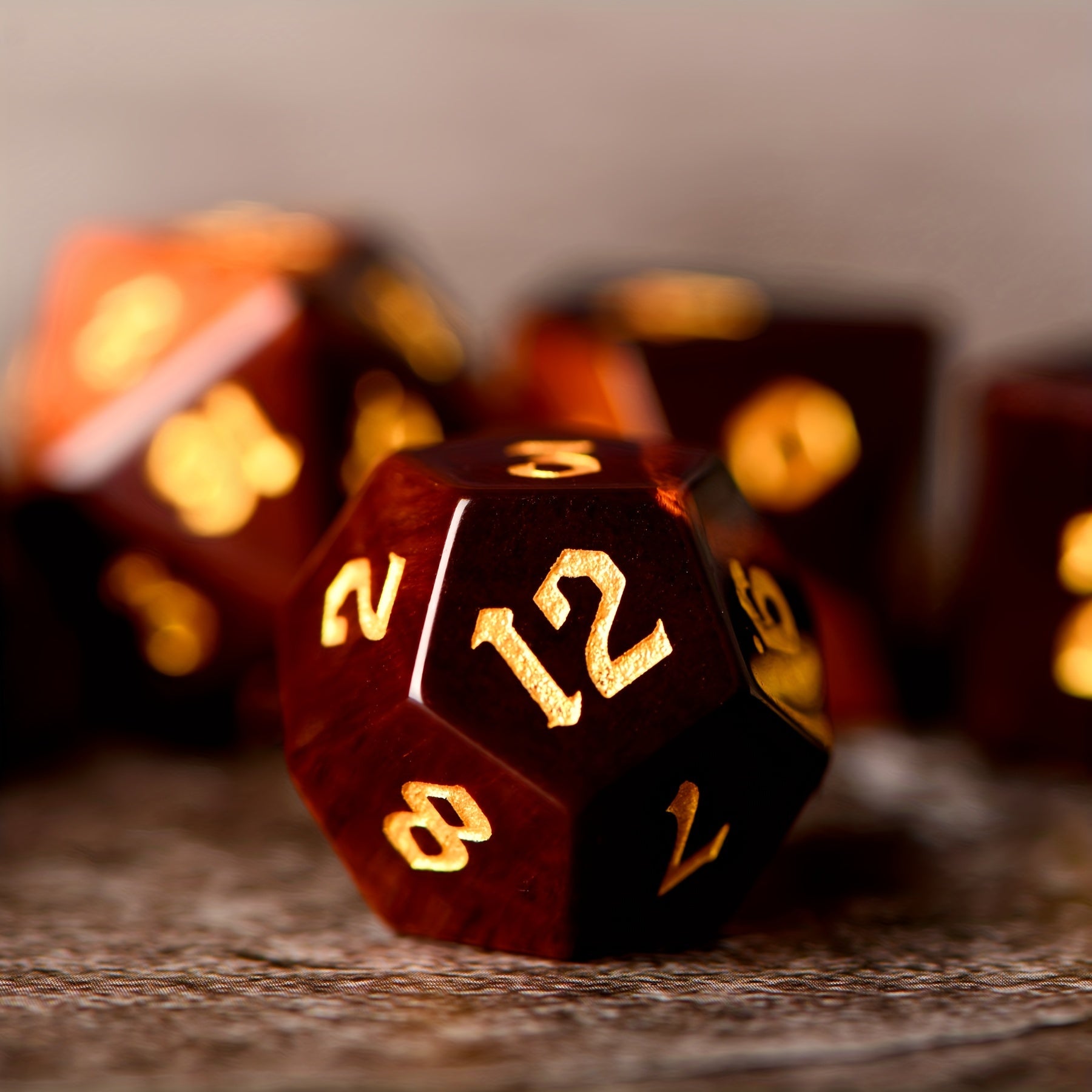 7pcs Red Tiger's Eye Gemstone Dices For RPG Games