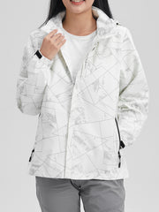 Women's Geometric Pattern Windproof Jacket for Hiking