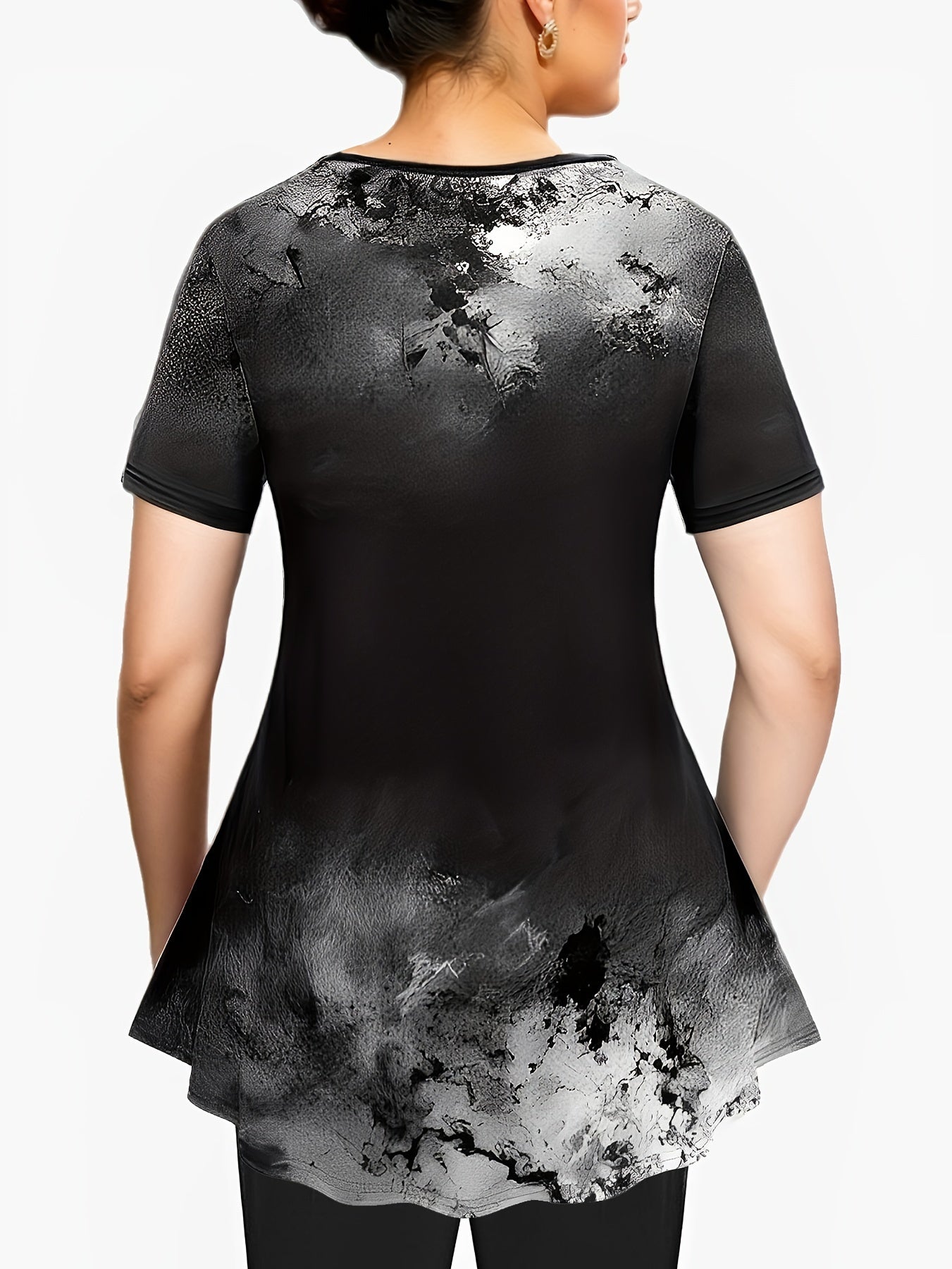 Women's Plus Size Skull Print Tie Dye Tunic Top & Leggings Set