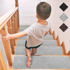 15pcs Non Slip Stair Treads Gray Peel Stick Carpet Tape Self Adhesive Stair Trac