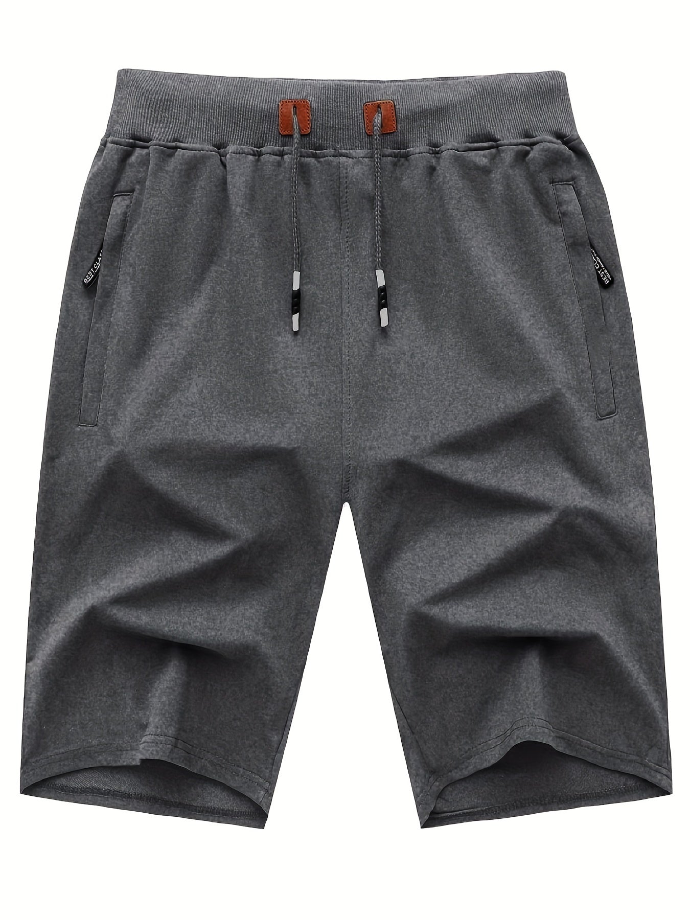 Men's Breathable Shorts Side Zipper Pockets Summer Drawstring Elastic Waist