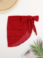 Mesh Cover Up Wrap Tie Front Sheer Plain