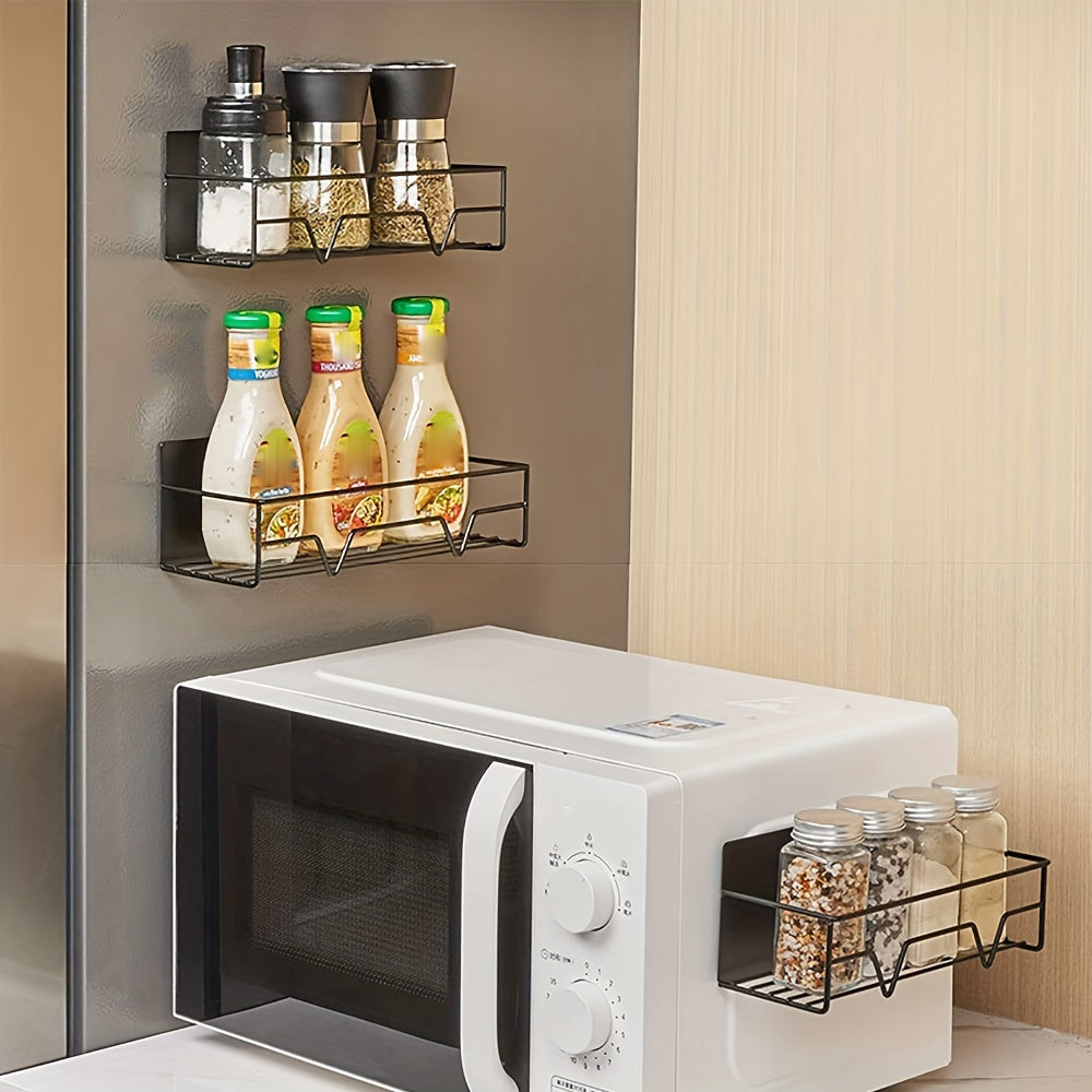 3pcs Magnetic Fridge Shelf Organizer No Punch Microwave Side Organizer
