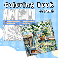 Cozy Corner Adult Coloring Book 1pc 20x20 cm 22 Pages Deluxe Edition