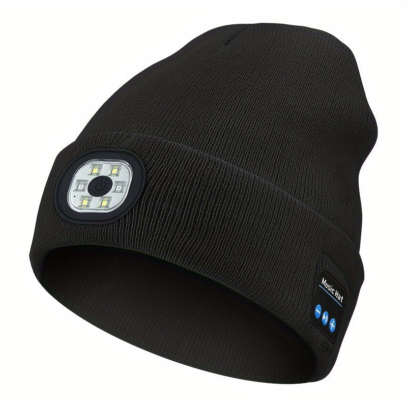 LED Light Hat Wireless Function Beanie Hat Rechargeable Knit Warm Hat