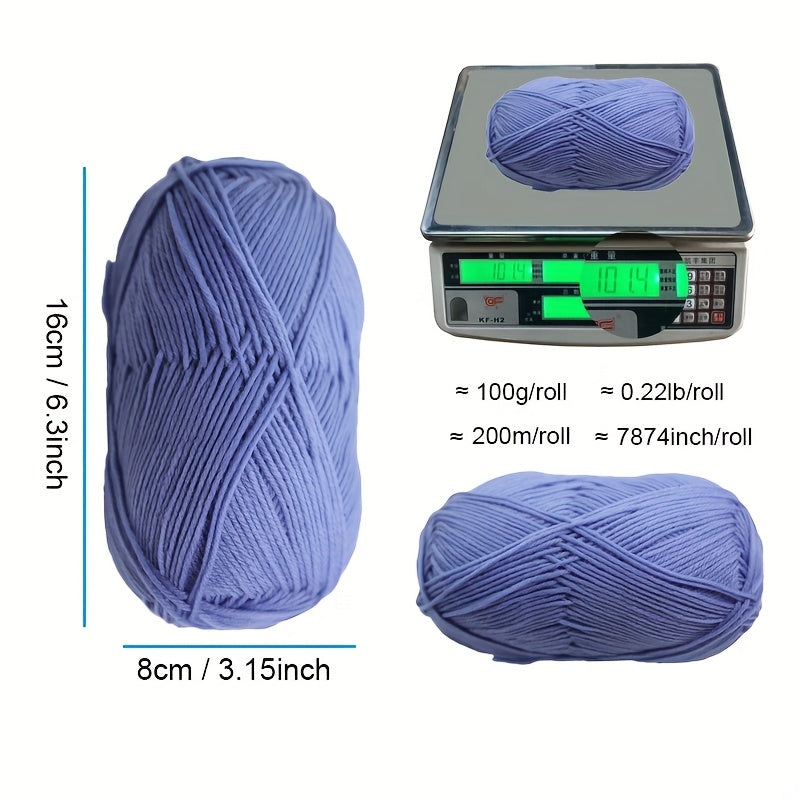 3pcs Assorted Soft 4-Ply Polyester Yarn for Knitting Crocheting