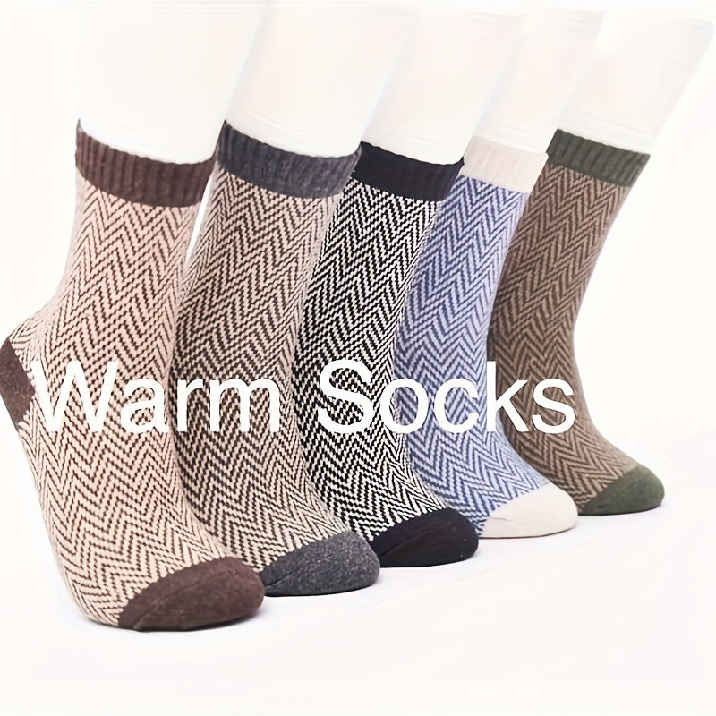 5 Pairs Winter Warm Knit Socks for Men Women