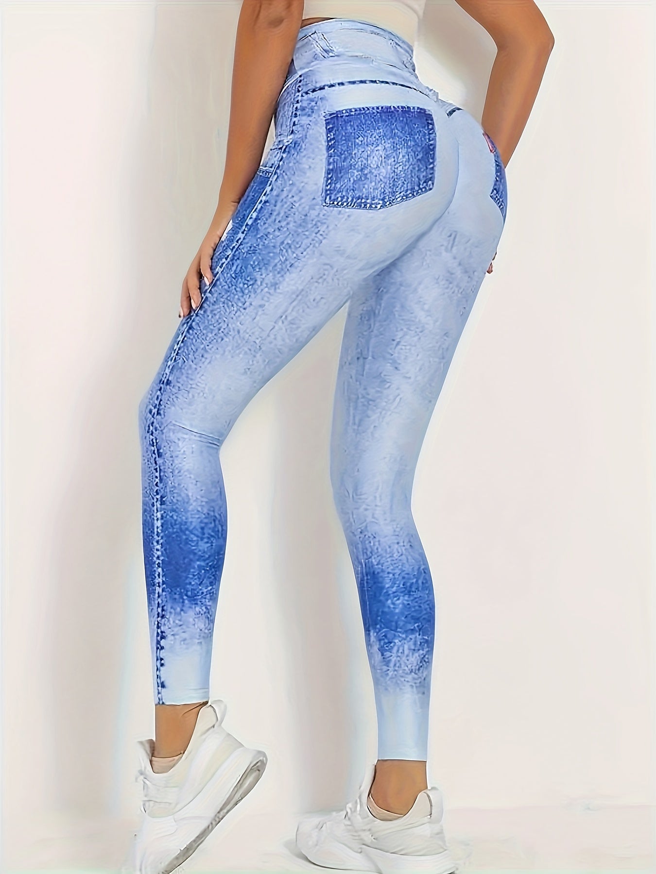 Denim Print Yoga Pants Stretch Leggings Women's Activewear