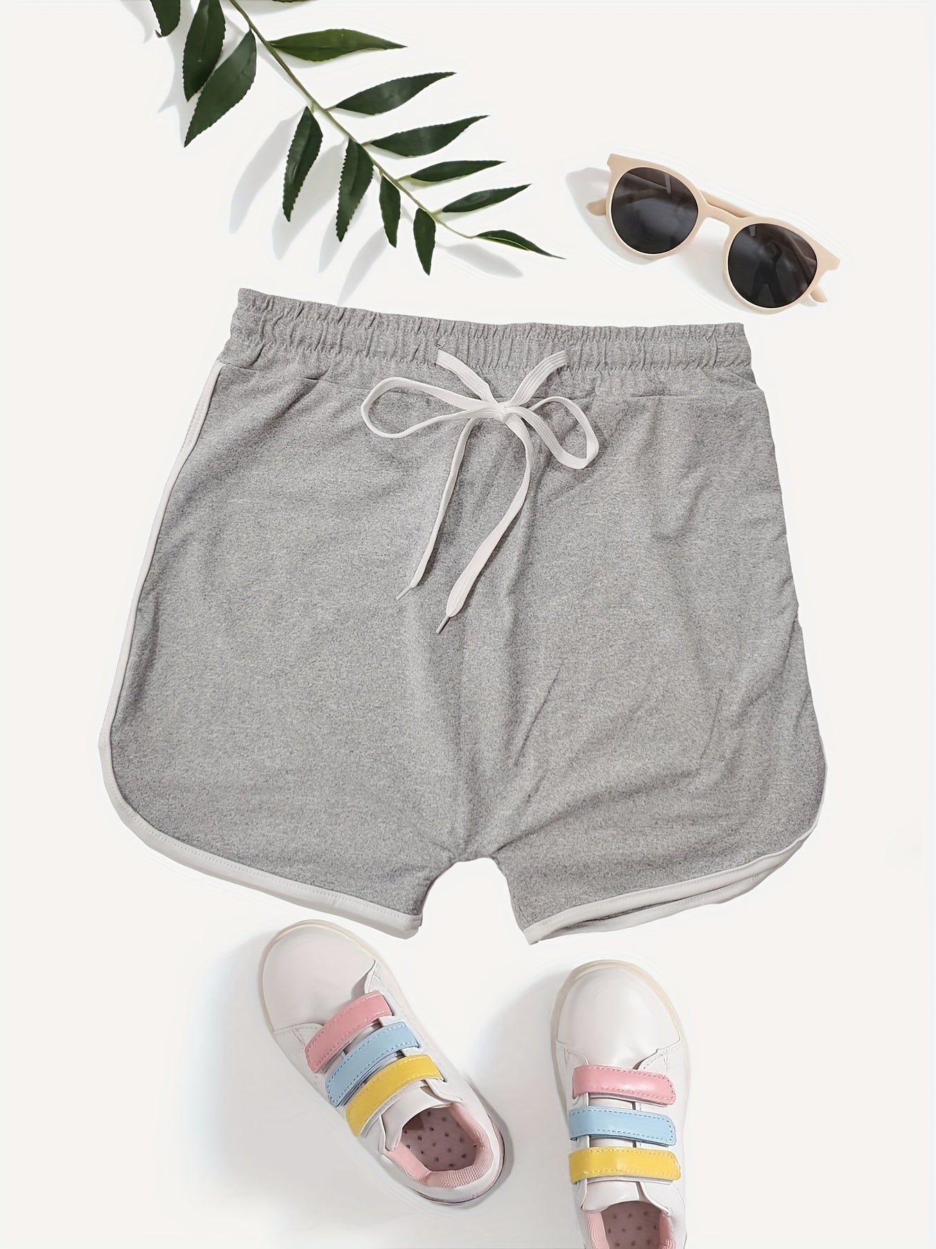 Drawstring Solid Shorts Casual Elastic Waist Women's Clothing