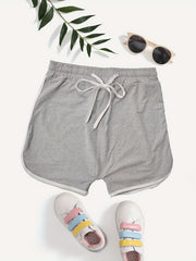 Drawstring Solid Shorts Casual Elastic Waist Women's Clothing