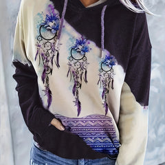 Graphic Print Kangaroo Pocket Hoodie Casual Long Sleeve Drawstring Hoodies