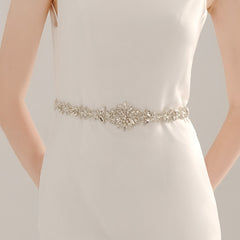 Rhinestone Bridal Belt Wedding Dress Waist Chain Sash Faux Pearl Beaded Belt