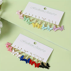 Colorful Butterfly Earrings Set for Girls - 5 Pairs