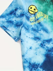 Boys Tie Dye T-shirt & Shorts Set Round Neck Top Casual Kids Clothes Summer