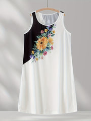 Colorblock Butterfly Print Casual Tank Dress