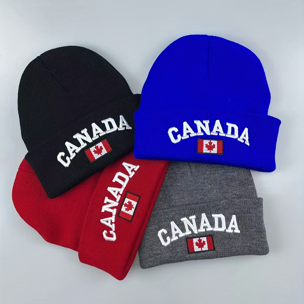 Canada 3D Embroidered Knit Hat Acrylic Woolen Hat