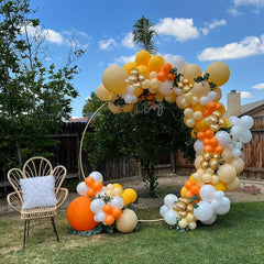 125pcs Orange Balloon Garland Kit With Yellow And Golden For Birthday