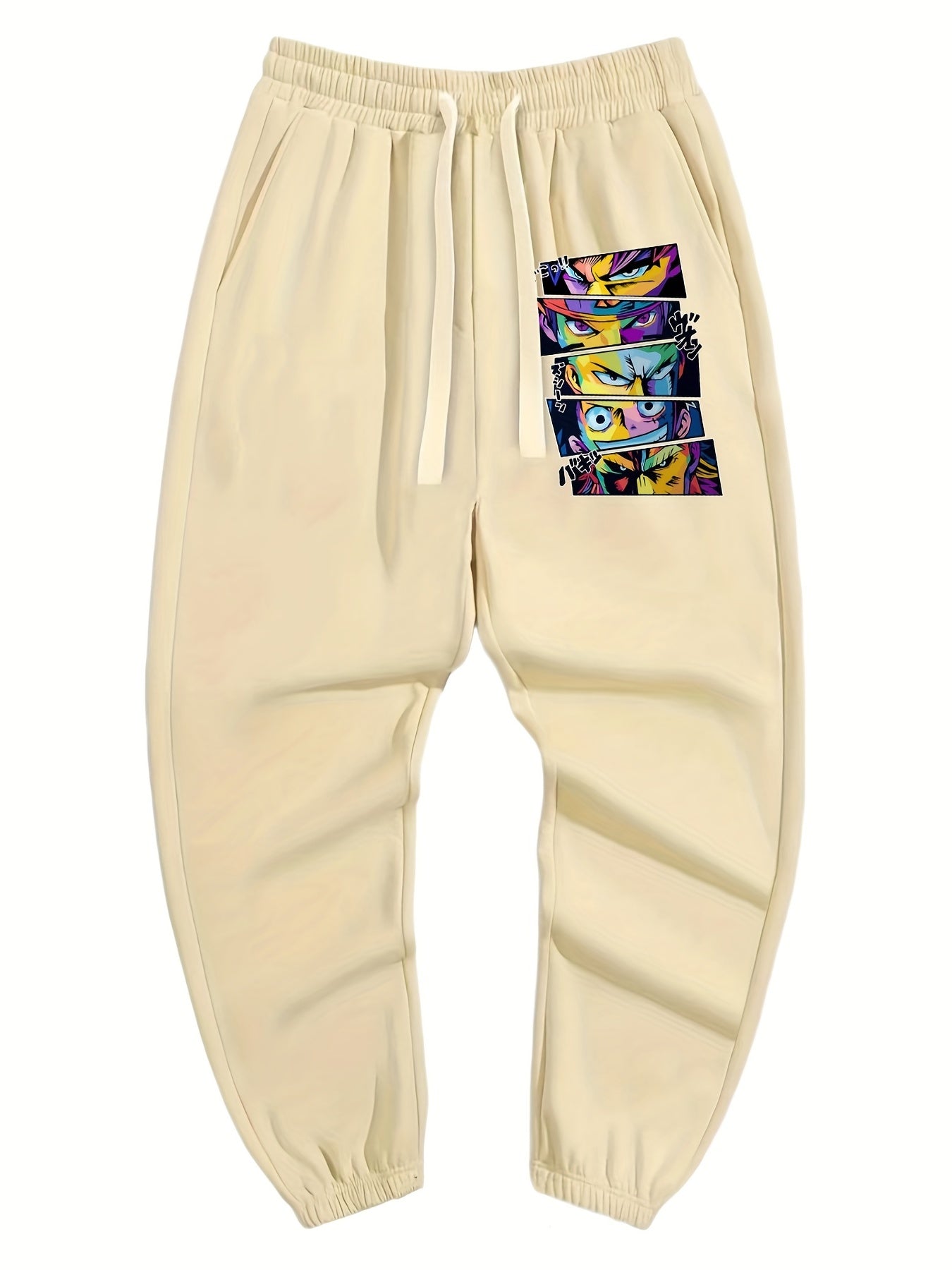 Anime Print Men's Drawstring Pocket Sweatpants Casual Jogger Pants