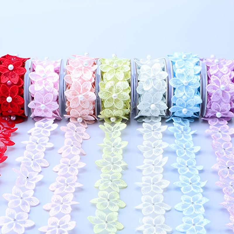 Embroidery Flower Pearl Lace Organza Neckline DIY Accessories