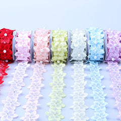 Embroidery Flower Pearl Lace Organza Neckline DIY Accessories