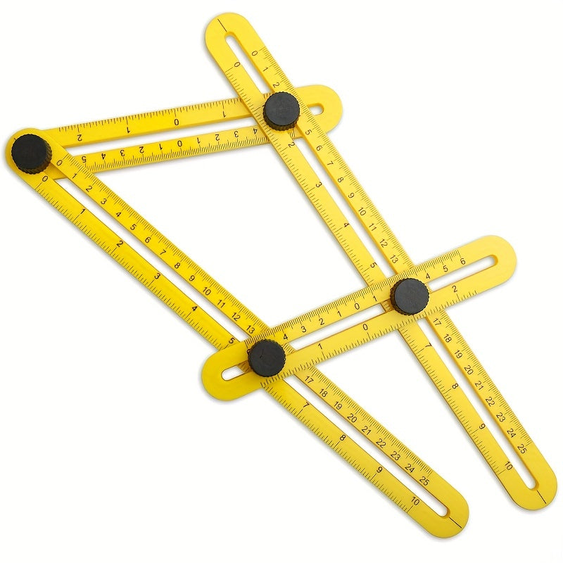 Angle Measuring Ruler 4 Sided ABS Plastic Protractor Yellow