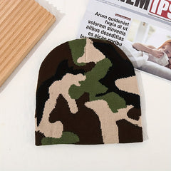 Jacquard Camouflage Knitted Hat Soft Beanie Men Women Warm Outdoor