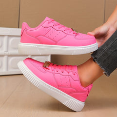 Women's Lightweight Lace Up Board Shoes Non Slip Casual Flat Shoes