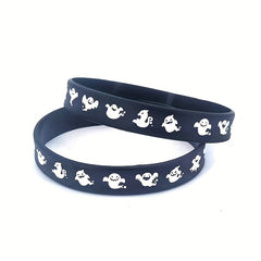 Spooky Halloween Ghost Silicone Bracelet Stretchy Rubber Wristband