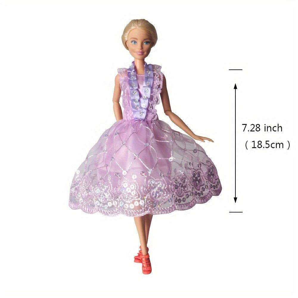 Mini Doll Dress Summer Casual Outfit Lace Ruffles Tiered Skirt Mixed Pink Purple
