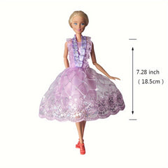 Mini Doll Dress Summer Casual Outfit Lace Ruffles Tiered Skirt Mixed Pink Purple