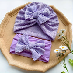 2 Baby Threaded Hat & Bow Hair Tie Hair Accessories All Seasons