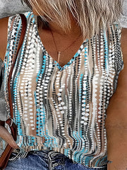 Tank Top Women's Colorblock Dot Print V Neck Vest