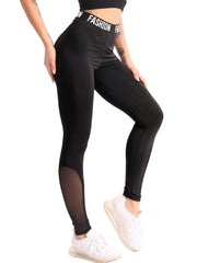 Mesh Insert Sports Leggings High Waist Yoga Tight Pants