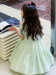 Girl's Princess Dress Cotton Puff Sleeve Summer Clothing