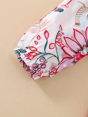 Baby Girls Floral Print Ruffle Cuff Romper