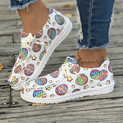 Colorful Pattern Flat Skate Shoes Casual Breathable Non Slip Sneakers