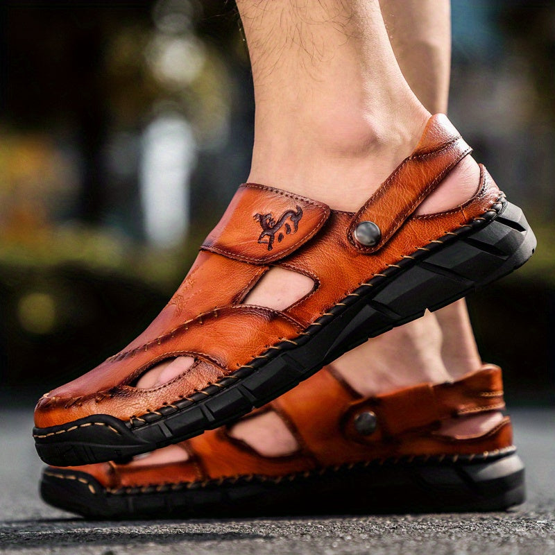 Men's Leather Hiking Sandals Beach Water Shoes