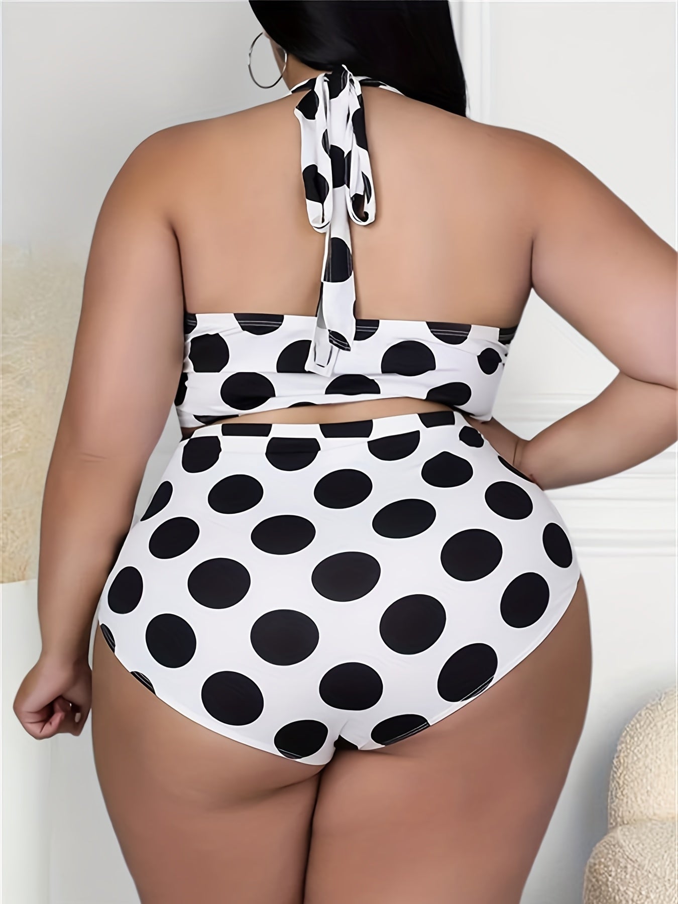 Polka Dot Bikini Set Halter Neck Tie Swimsuit