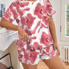 Tie Dye Tee & Shorts Set Women's 2pcs Home Wear