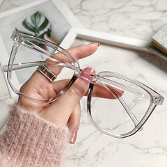 Square Anti Light Glasses For Women Men Students Jelly Lightweight Frame