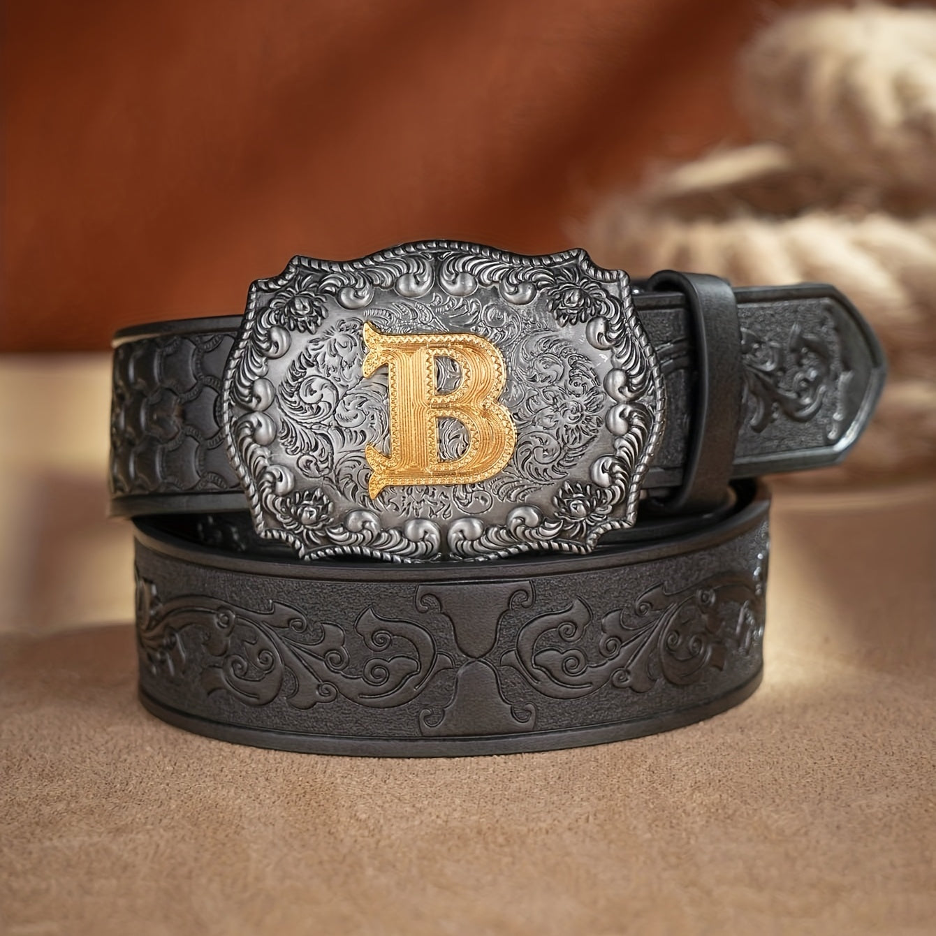 Men's Casual Letter PU Leather Belt
