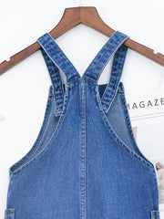 Girls' Full Length Denim Overalls with Pockets