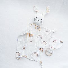 Newborn Baby Cotton Bib & Doll Gift Set - Rabbit Ear Companion Doll